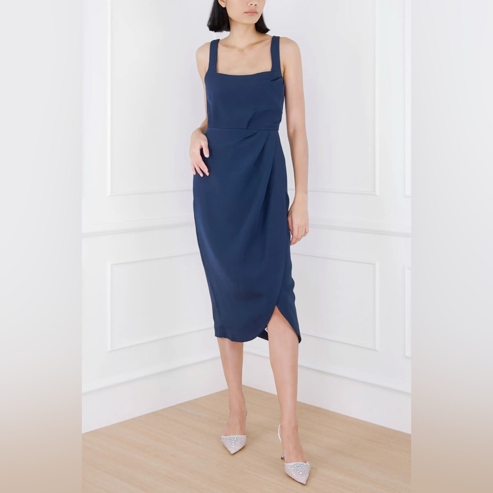 NWT Keepsake Sidney Midnight Navy Blue Midi Dress XS